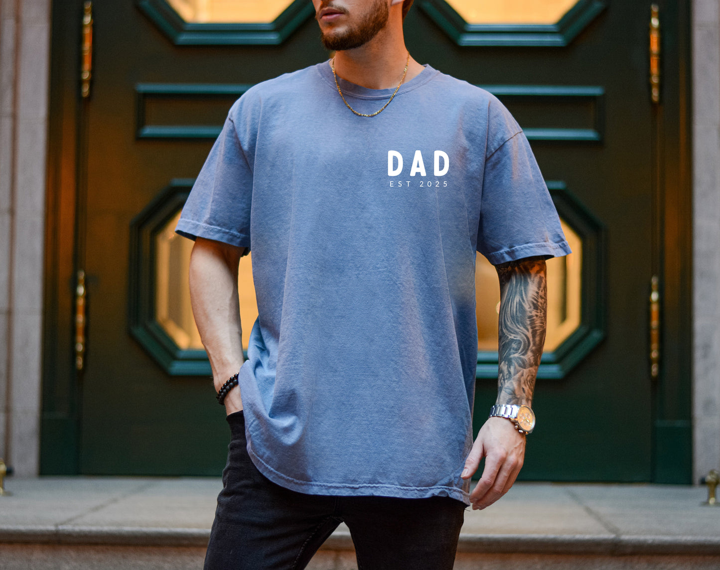 Dad Personalized est year Comfort Colors T Shirt (cali left chest) (Copy)