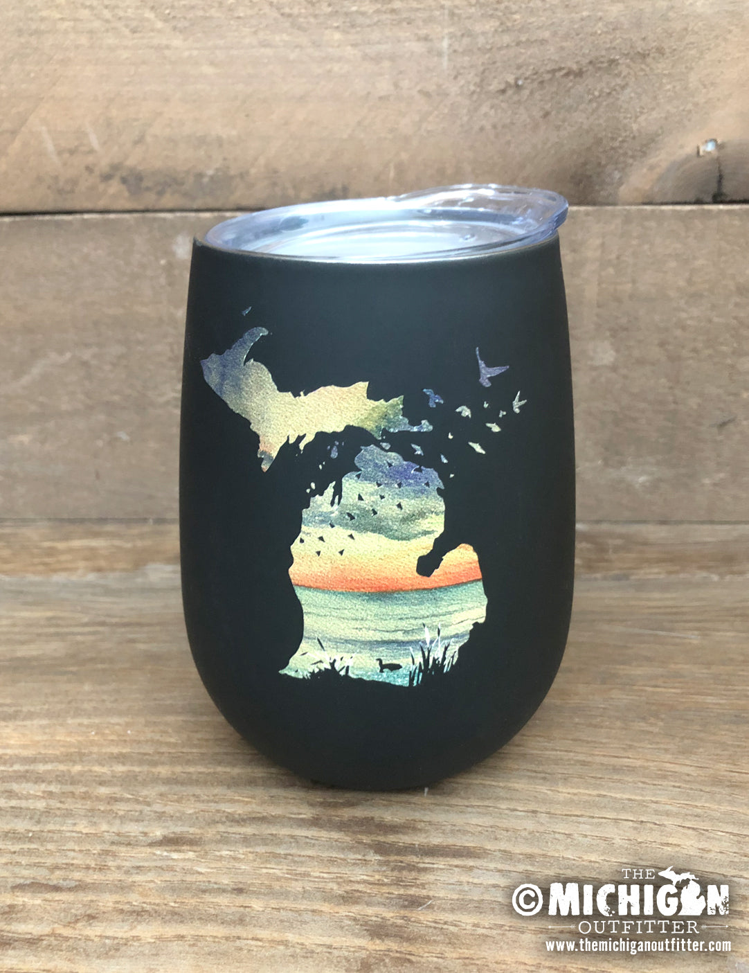 Stainless Steel Wine Glass - Sunset Birds