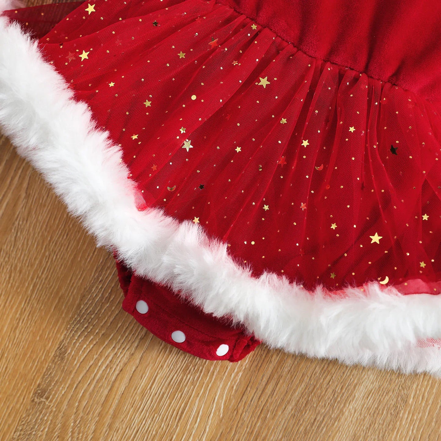 Baby Girl Christmas Romper with Sequin Skirt & Headband - # GIAA212310006
