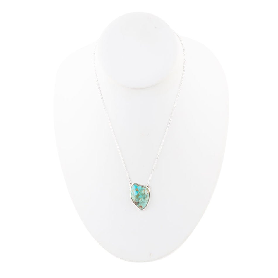 Abstract Blue Turquoise and Sterling Silver Pendant Necklace