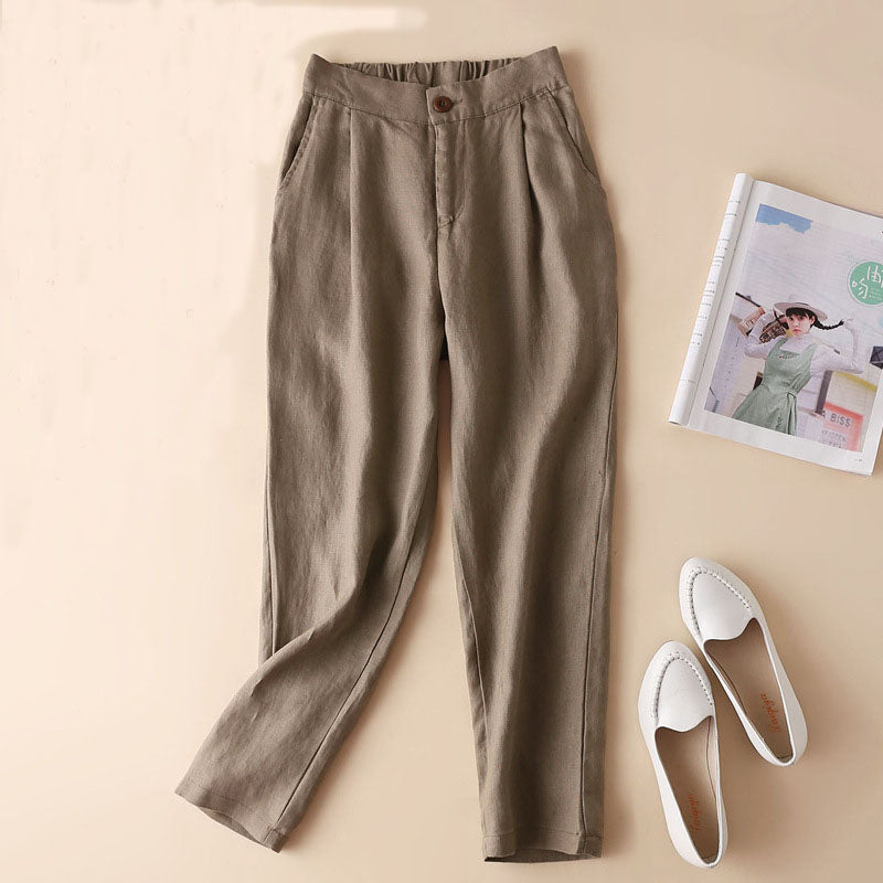 Women's Casual Loose Baggy Linen Straight Summer Thin Harem Pants
