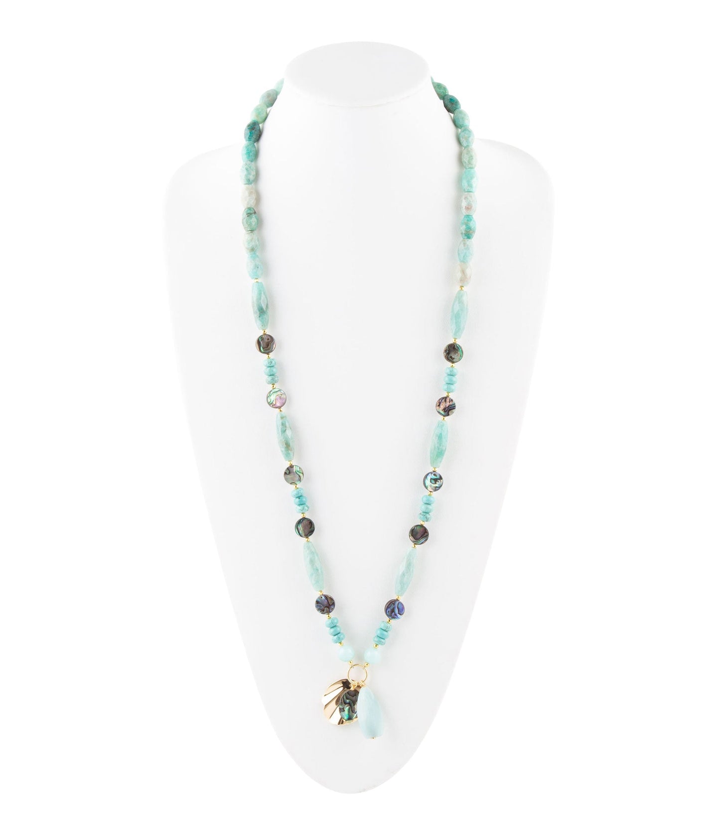 Baja Amazonite and Abalone Long Necklace