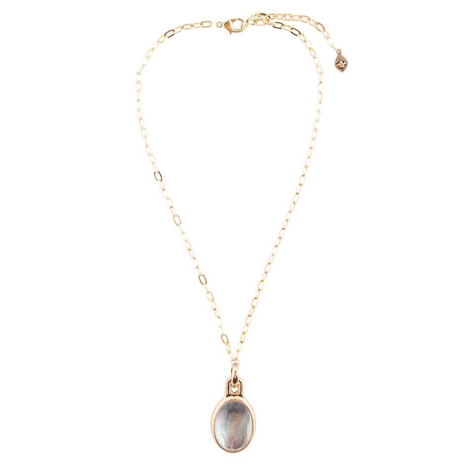 Black Mother of Pearl Golden Pendant Necklace