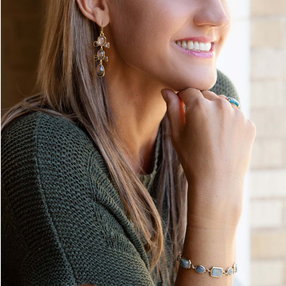 Bold Labradorite and Bronze Toggle Bracelet