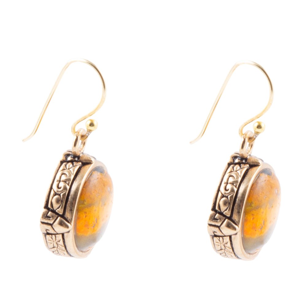 Bumblebee Jasper Round Drop Earrings