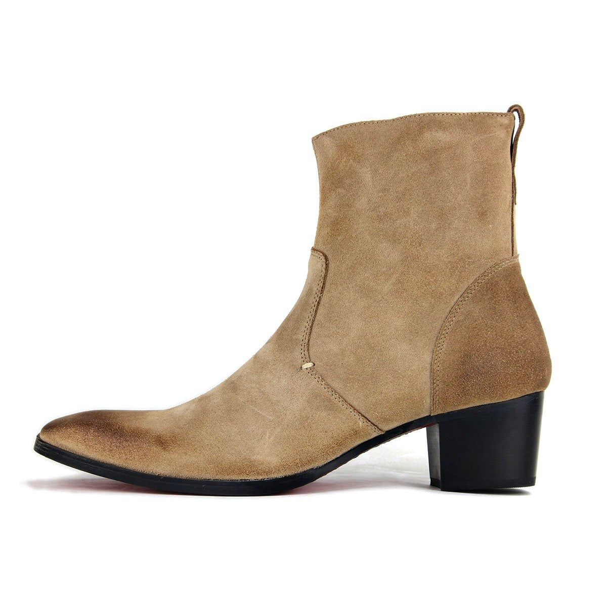 Suede High Heel Chelsea Boots