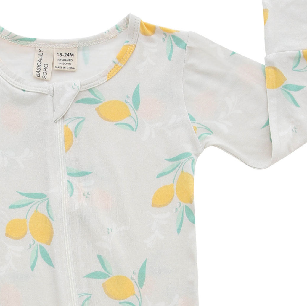 Amalfi Coast Lemon Gray Zippered Romper