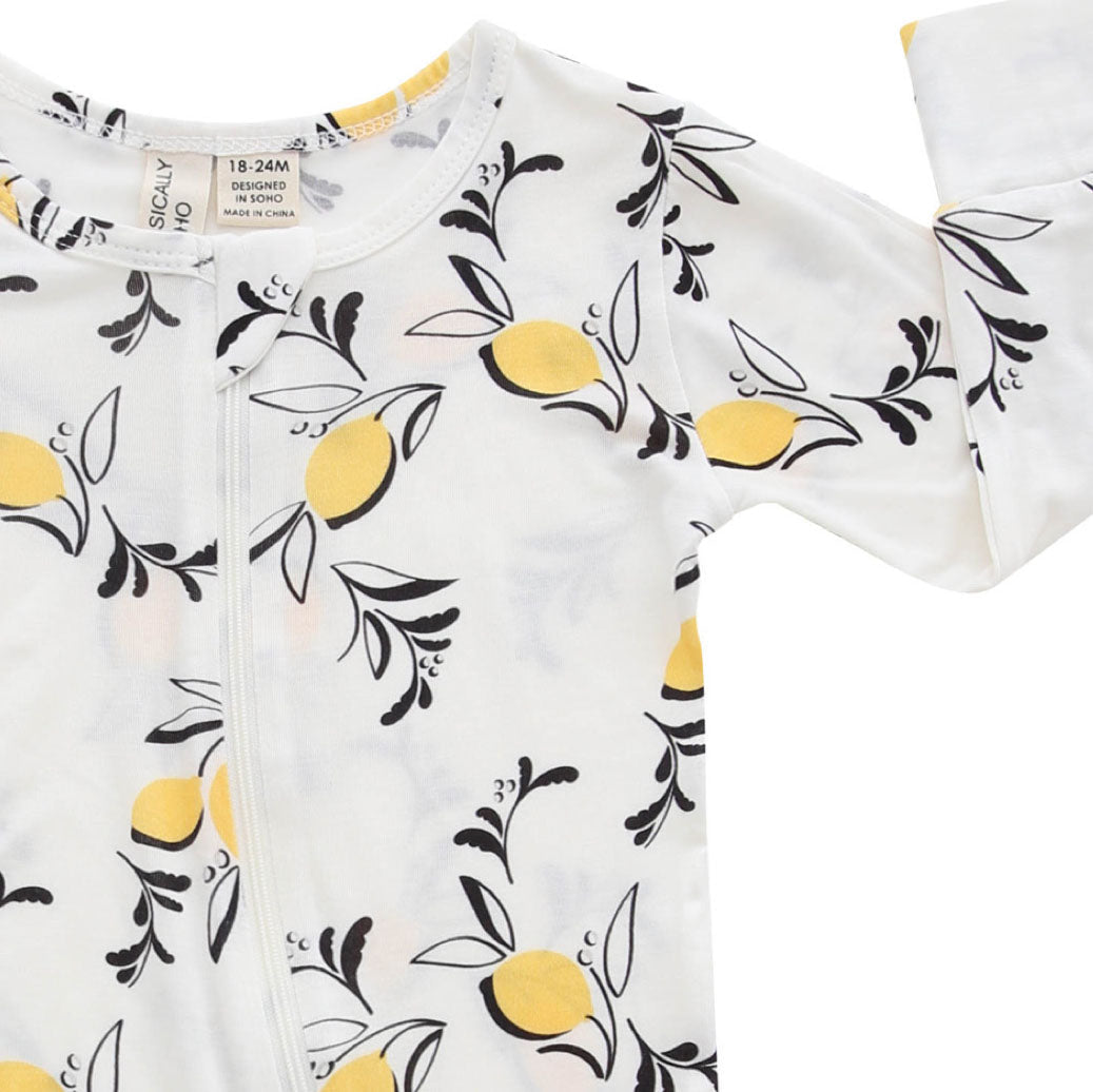 Amalfi Coast Lemon White Zippered Romper