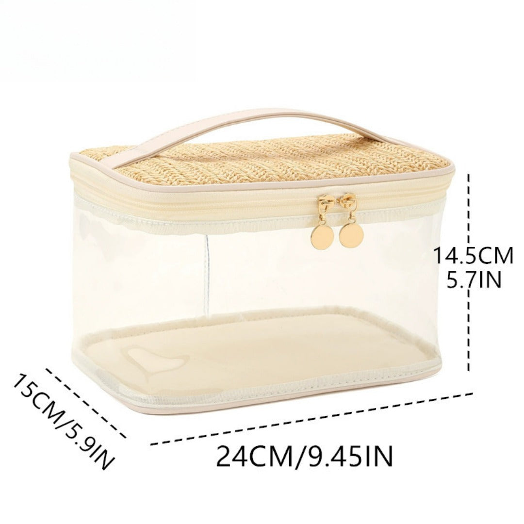 Large capacity PVC straw makeup bag for women,Portable travel toiletry bags, cosmetics portable storage bags, lightweight makeup bags,