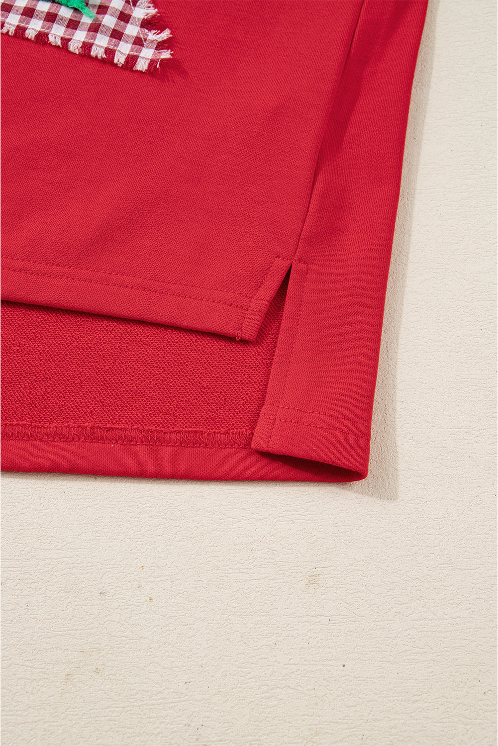 Christmas Tree Plaid Patchwork Drop Shoulder Sweatshirt