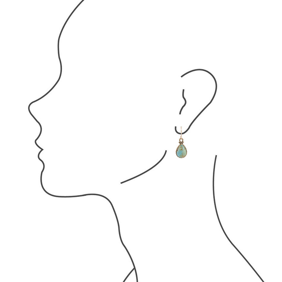 Dreamy Drop Blue Turquoise and Golden Earrings