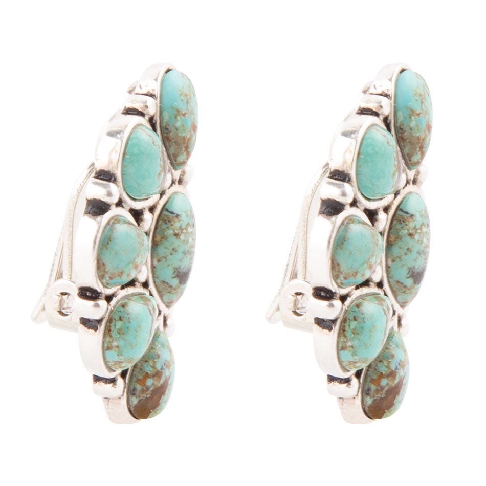 Durango Blue Turquoise Sterling Silver Clip Earrings