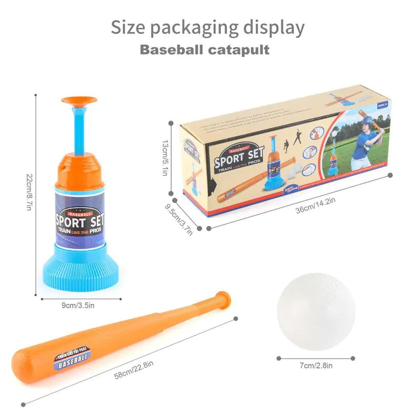 Children's Baseball Launcher Toy Set Baseball Tees Include 3 Balls Launcher Outdoor Sports Automatic Ball Toys Gifts for Toddler - # BOT&G521510002