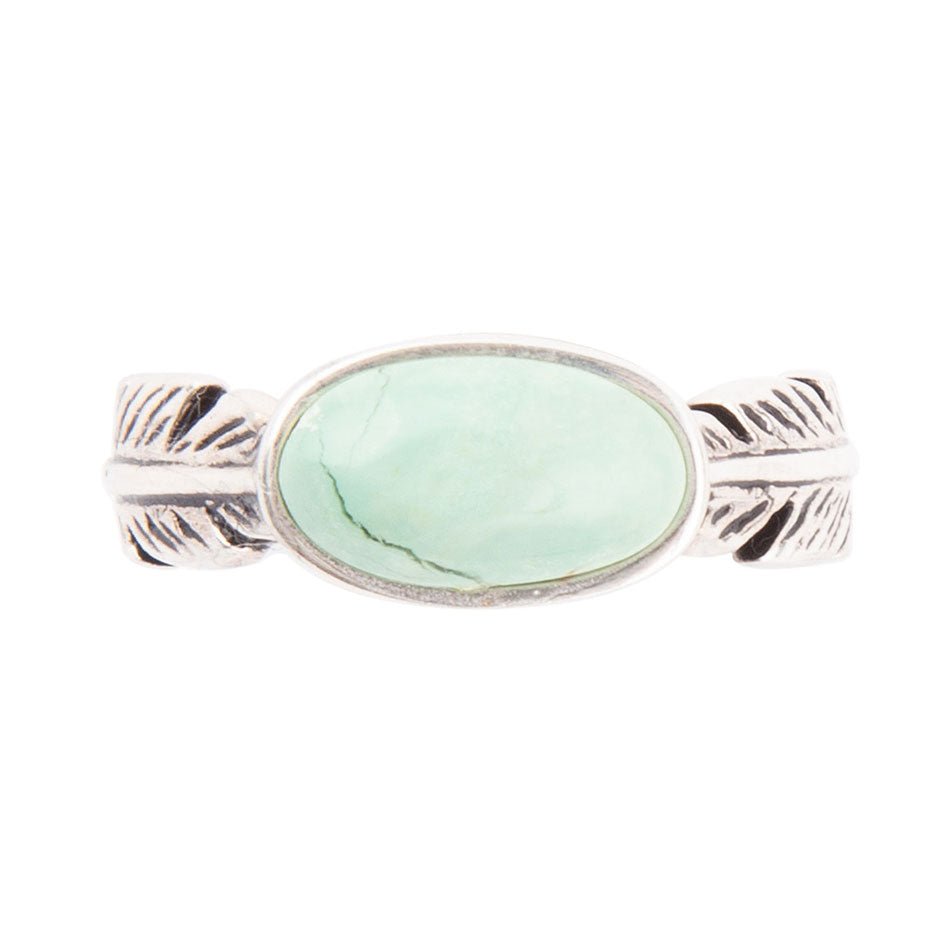 Feather Green Turquoise and Sterling Silver Ring