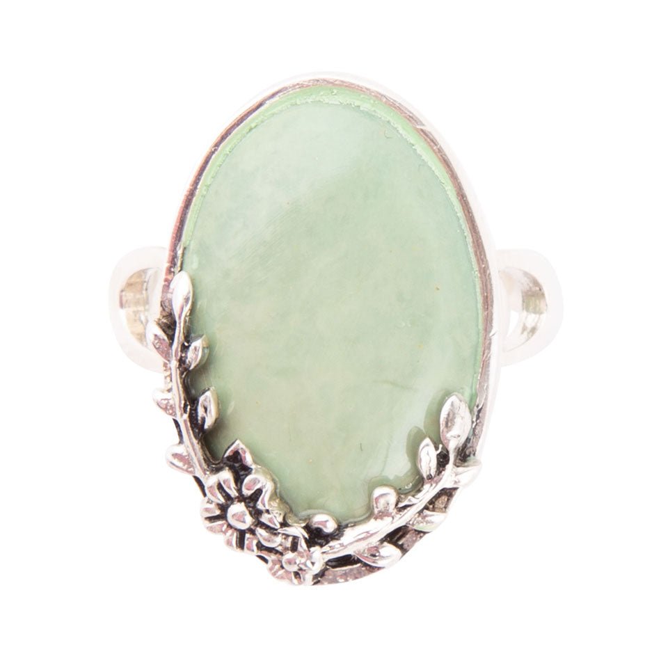 Floral Green Turquoise and Sterling Silver Ring