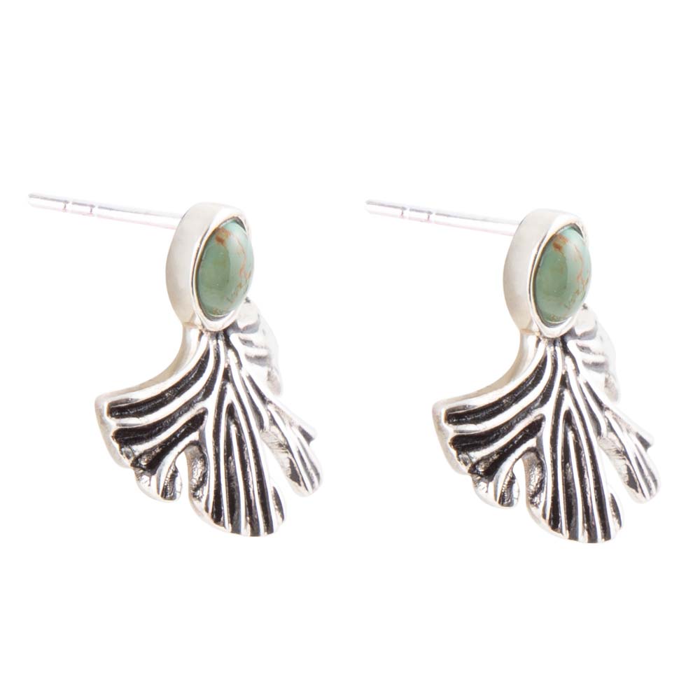 Ginko Blue Turquoise and Sterling Silver Stud Earrings