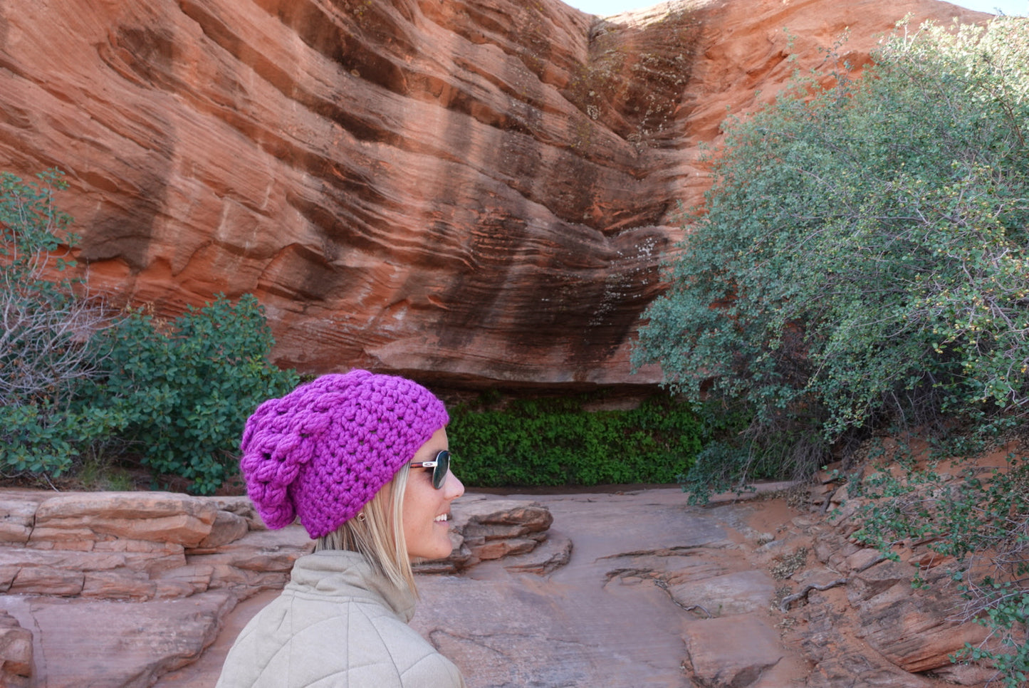 Crochet Slouch Hat | Lollipop Purple Slouchy Beanie