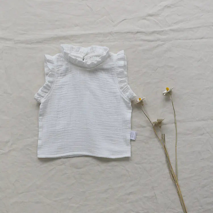 Retro Floral Toddler Girl Summer T-shirt Vest Outfit - # GIAA21510004