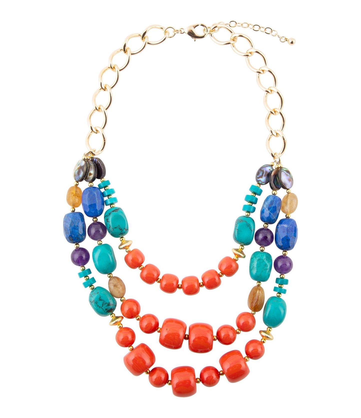 Kaleidoscope Multistone Statement Golden Necklace