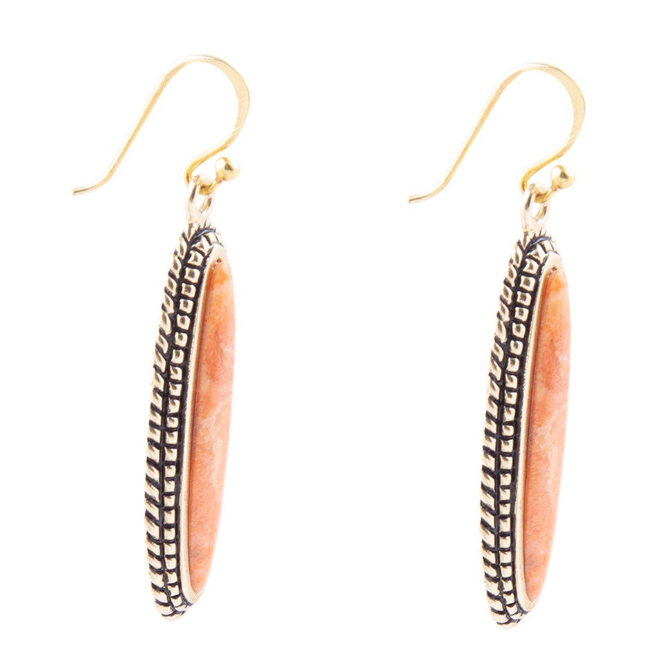 Linear Orange Coral Earring