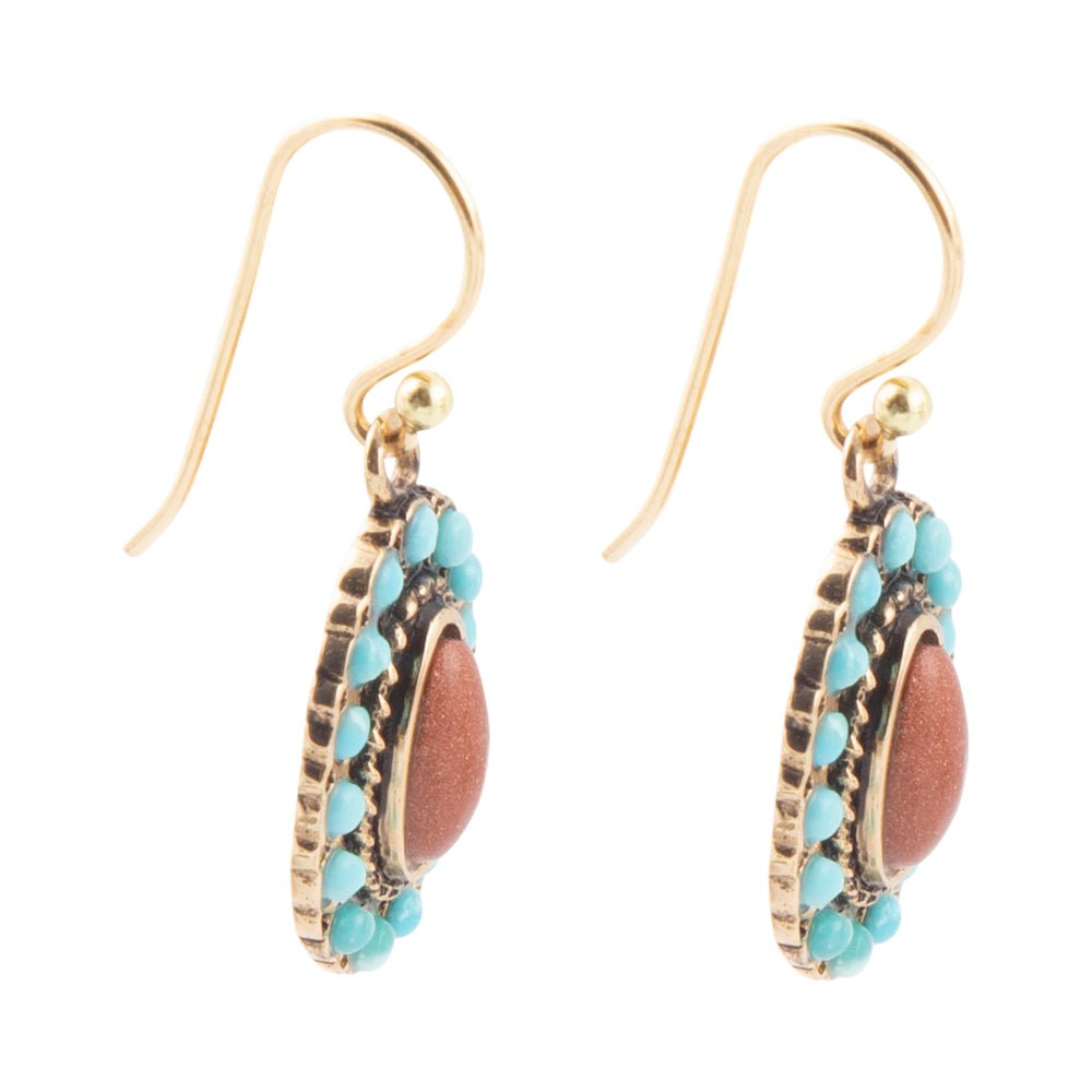 Little Sedona Turquoise and Goldstone Earrings