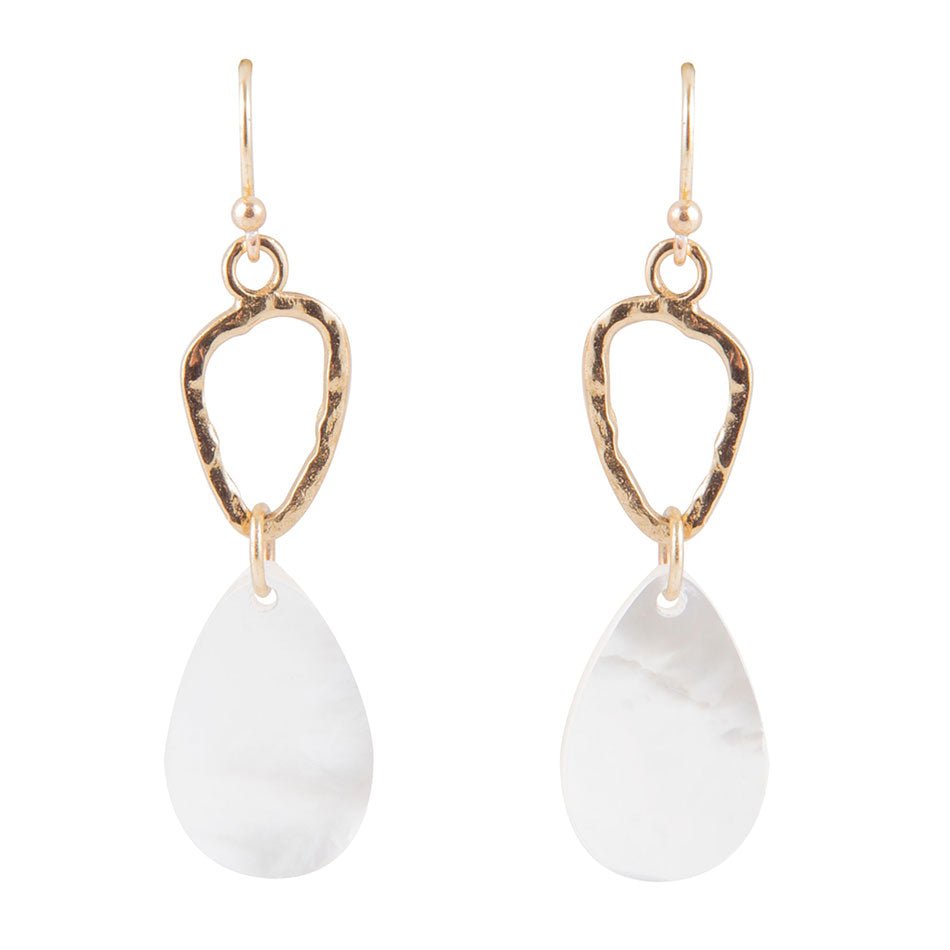 Mother of Pearl and Bronze Drop Earrings