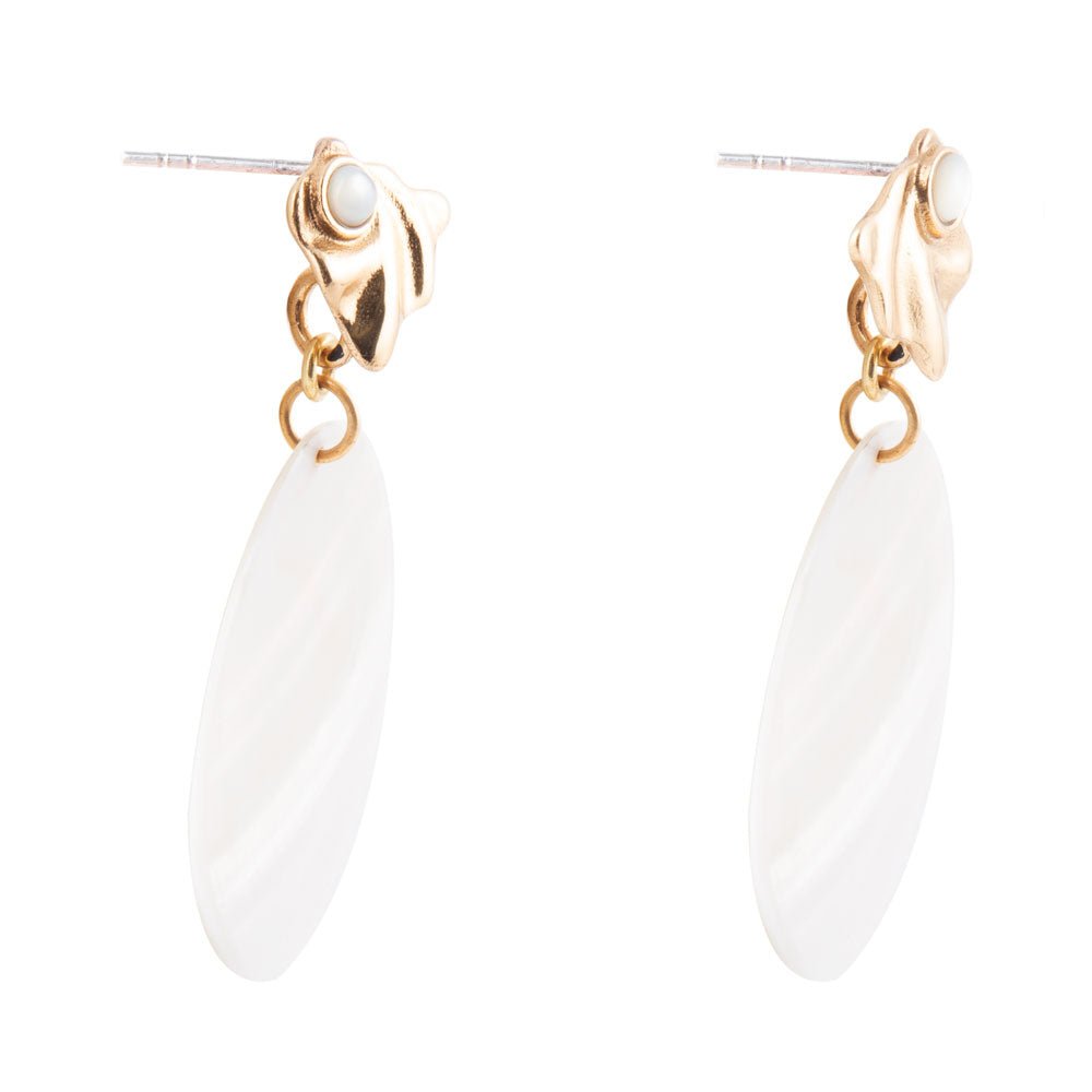 Mother of Pearl Slab Drop Earrings