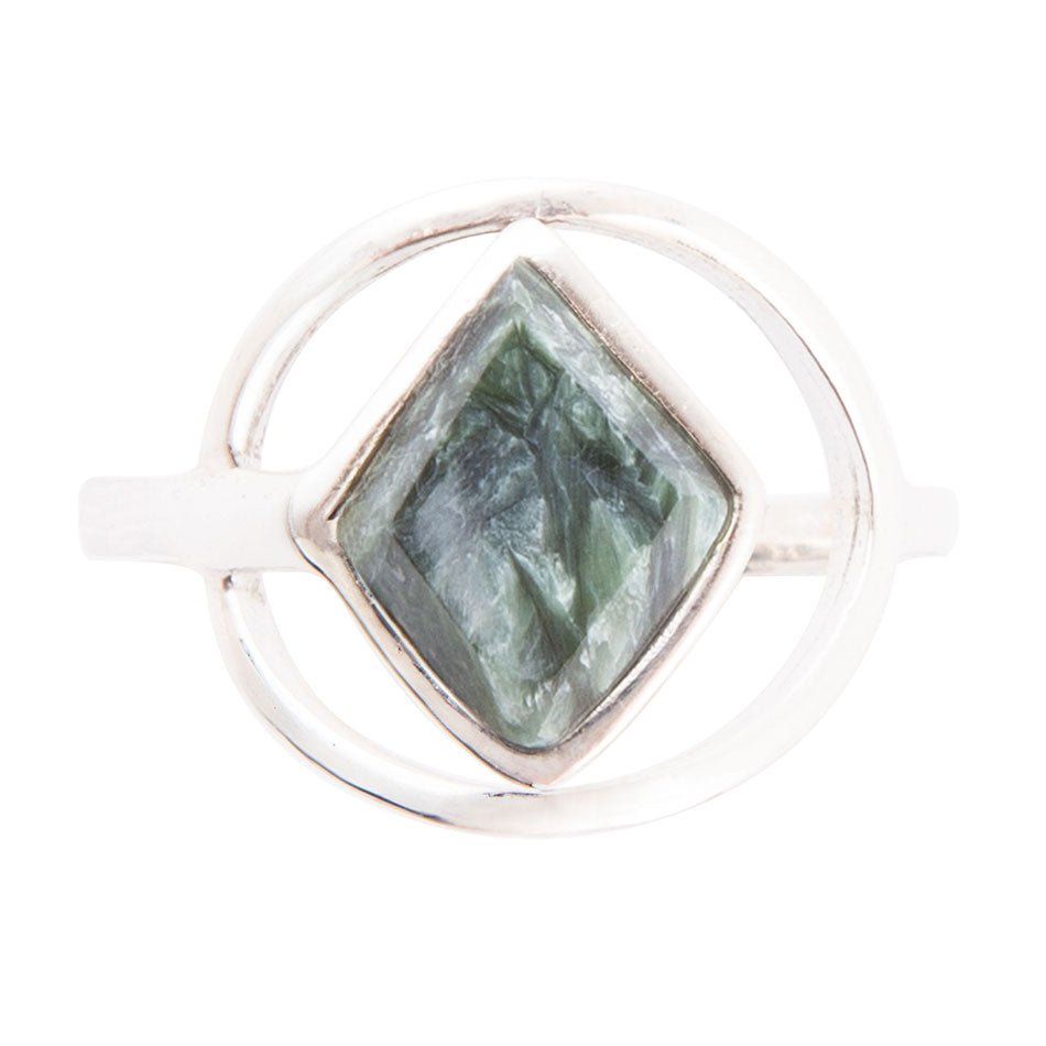 North Star Green Seraphinite and Sterling Silver Ring