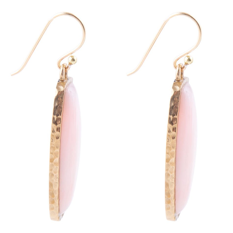 Odyssey Long Pink Opal and Bronze Earrings