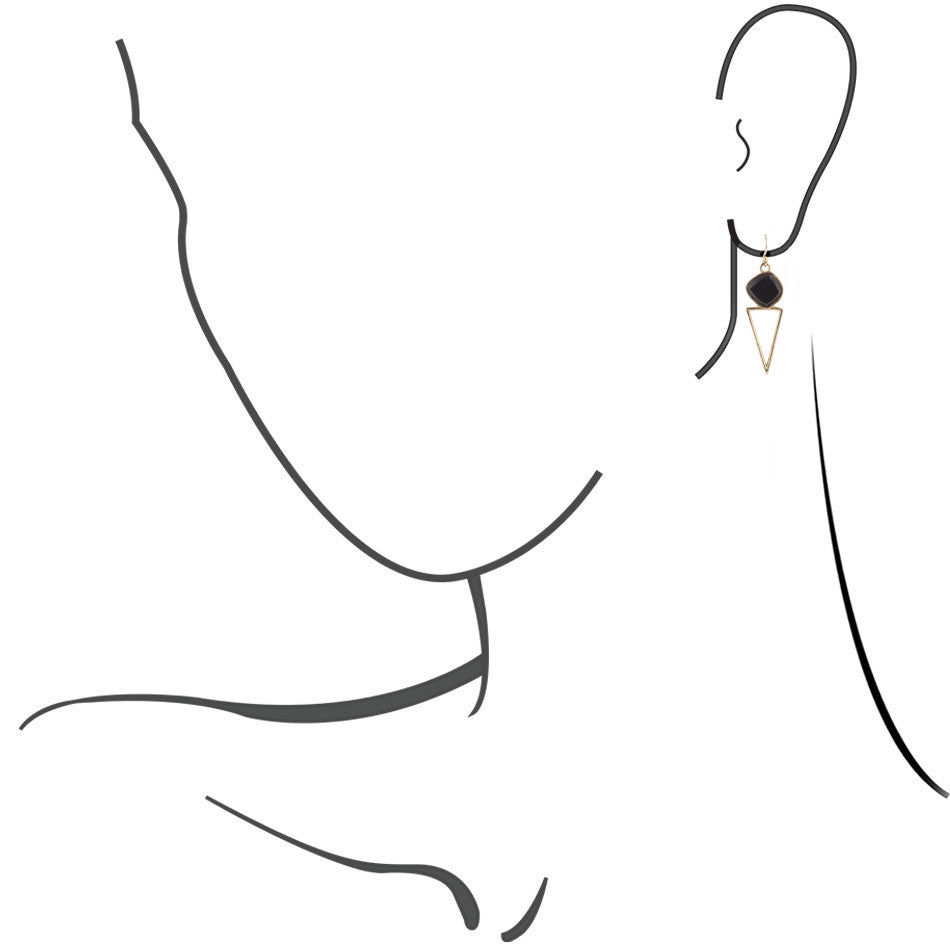 Onyx and Bronze Triangle Earrings