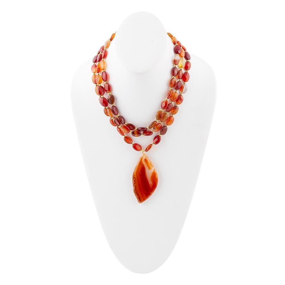 Orange Carnelian Statement Golden Necklace