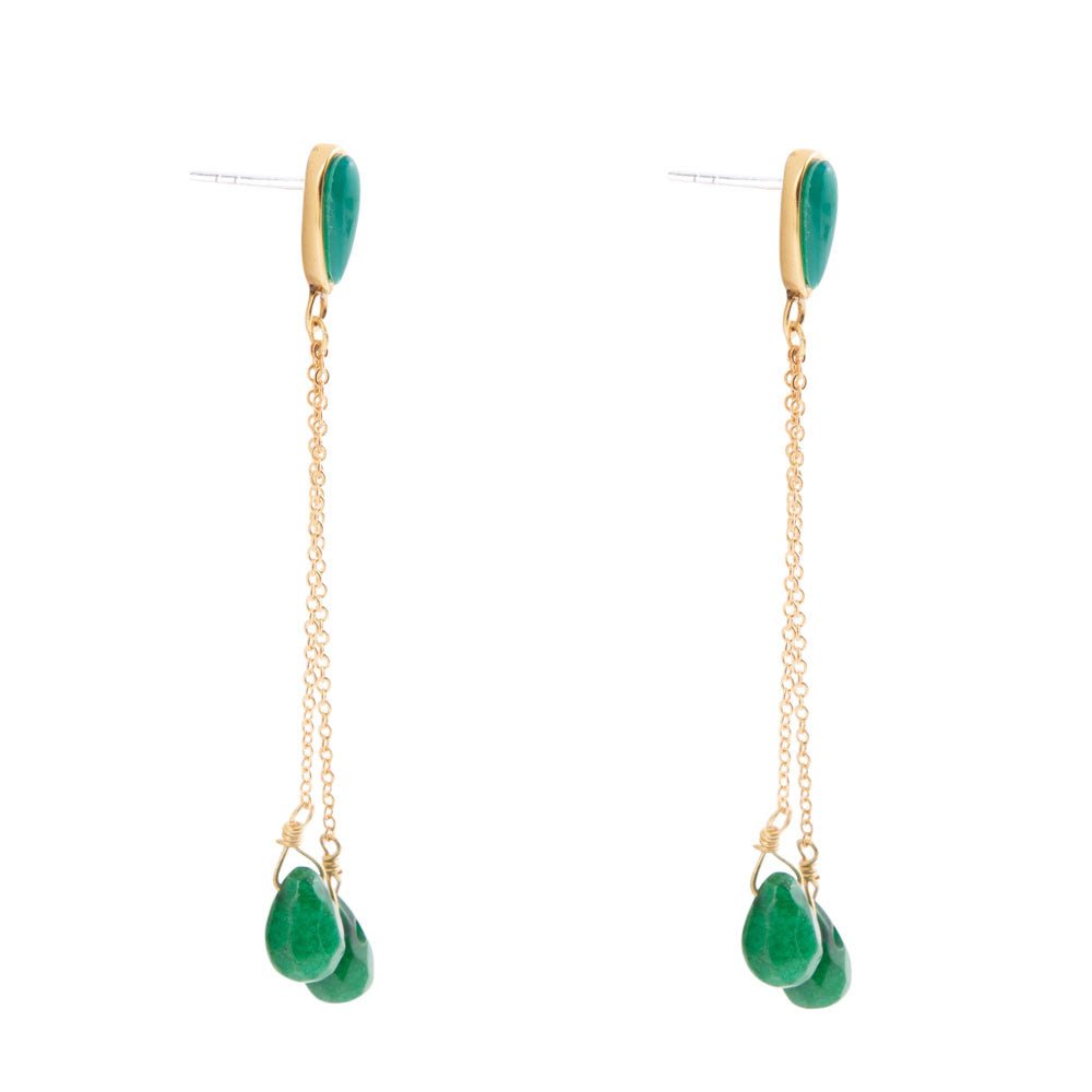 Palios Green Onyx Cascade Post Earrings