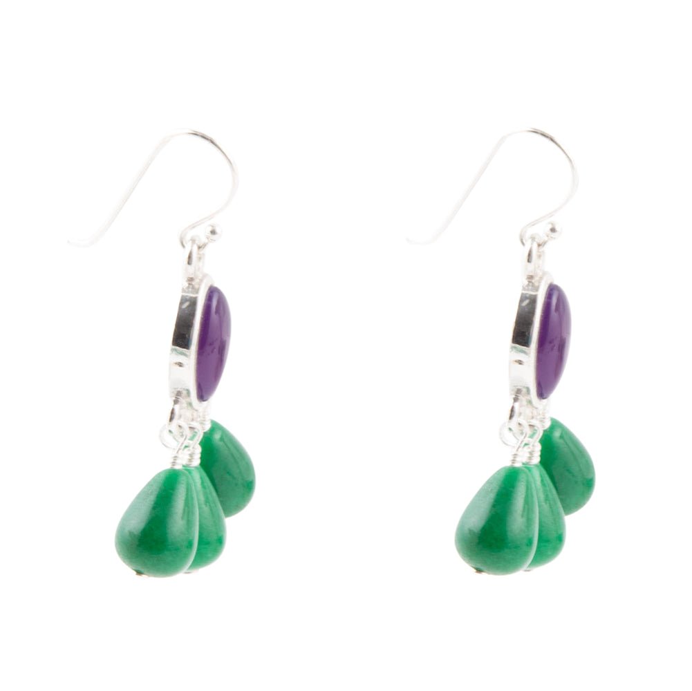 Peacock Purple Agate Drop Earrings