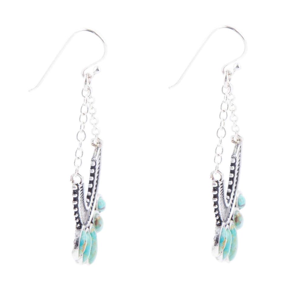 Phantom Turquoise and Sterling Silver Chandelier Earrings