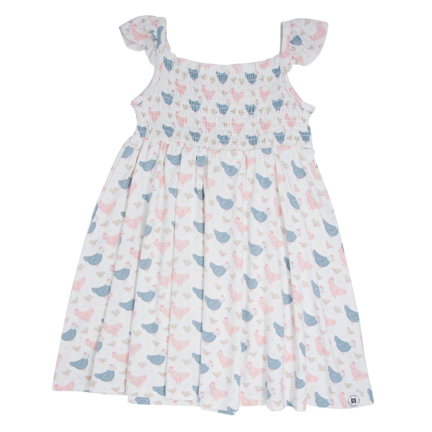 Pink Farm Hens Bamboo Smocked Vintage Dress