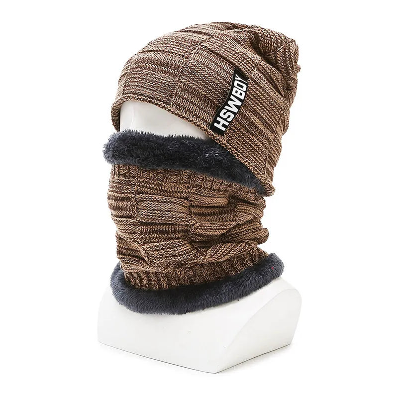 Hat Boys Men's Winter Fleece Lined Padded Warm Keeping Woolen Knitted Hat - # BOAA232110001