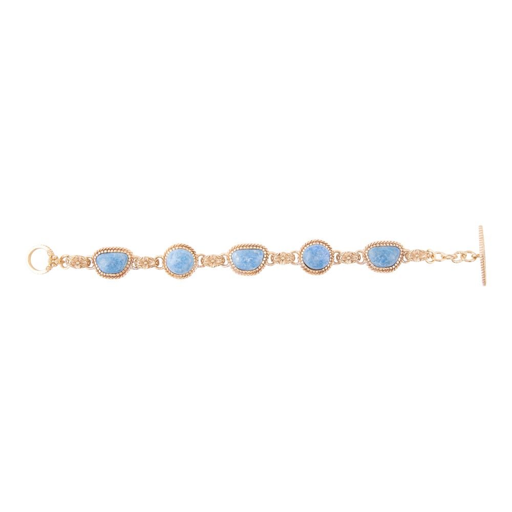 Roped Denim Blue Lapis Golden Link Bracelet