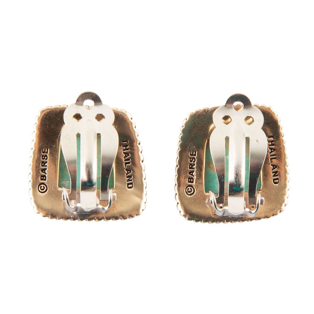 Roped Blue Turquoise Golden Clip Earrings