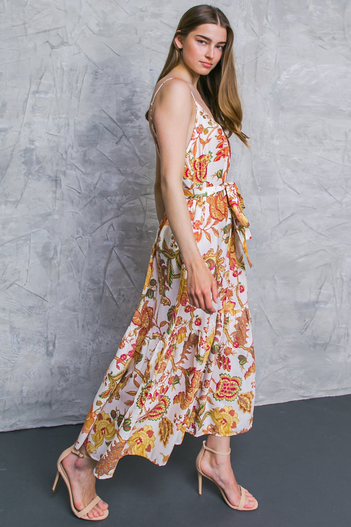 WE GO UP WOVEN MIDI DRESS