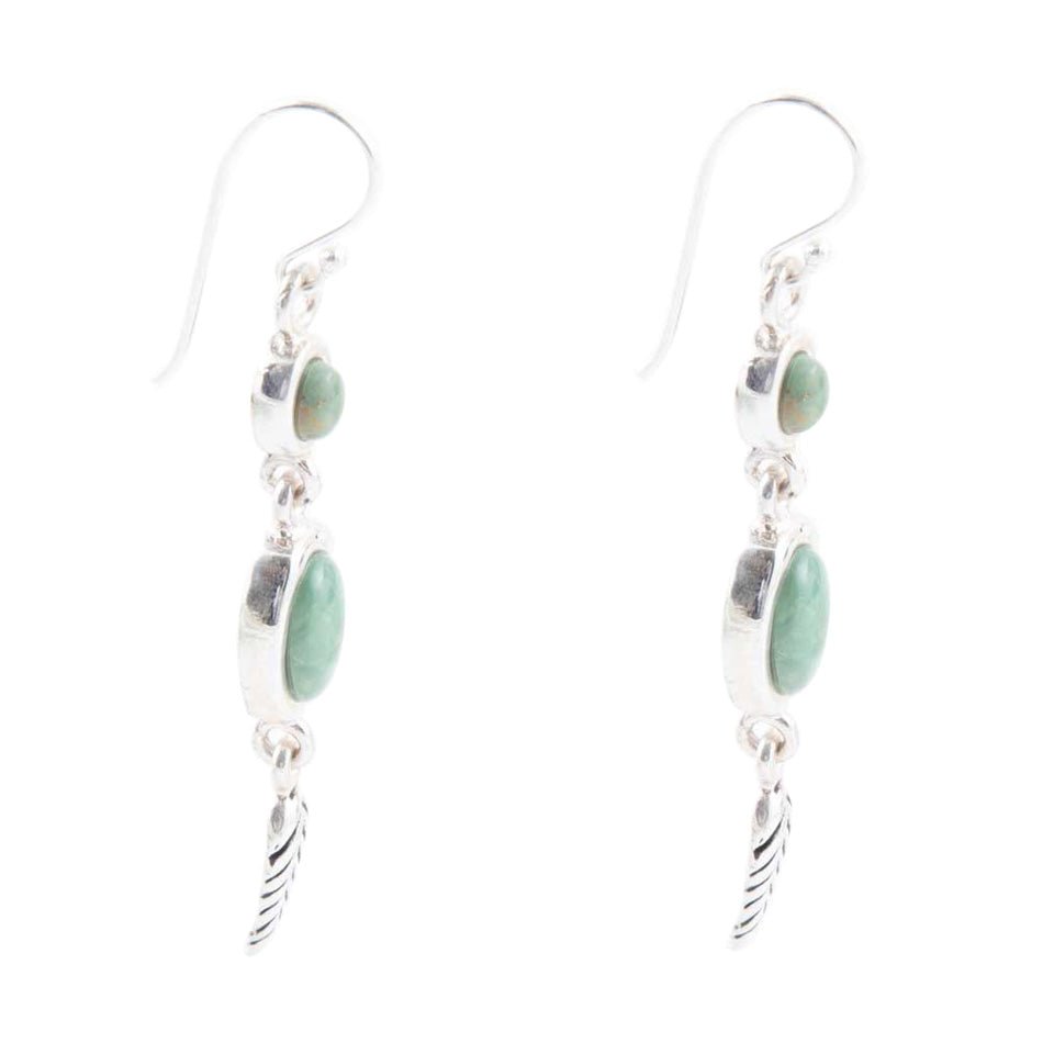 Splendor Turquoise Sterling Feather Earrings