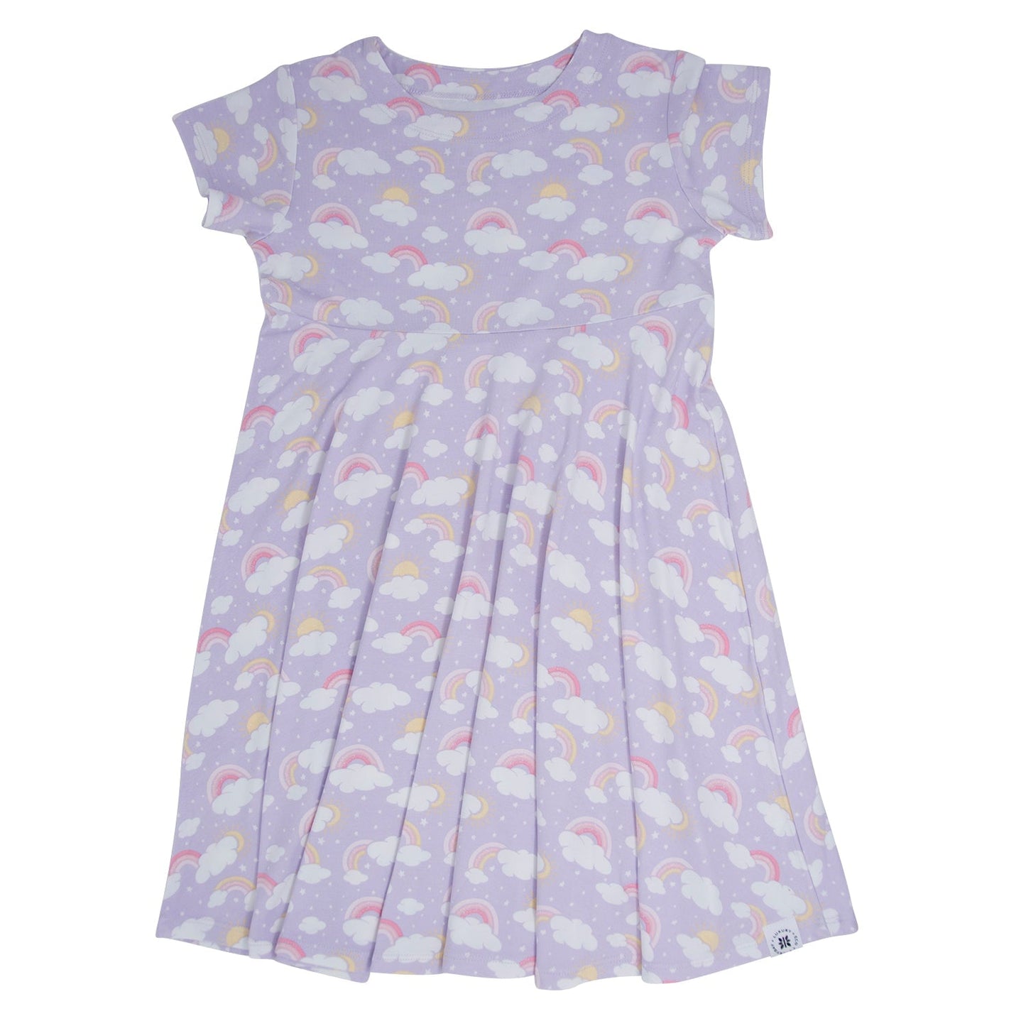 Lavender Rainbows and Clouds Cap Sleeve Swirly Girl Dress