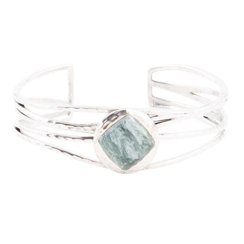 Terra Green Seraphinite and Sterling Silver Cuff Bracelet