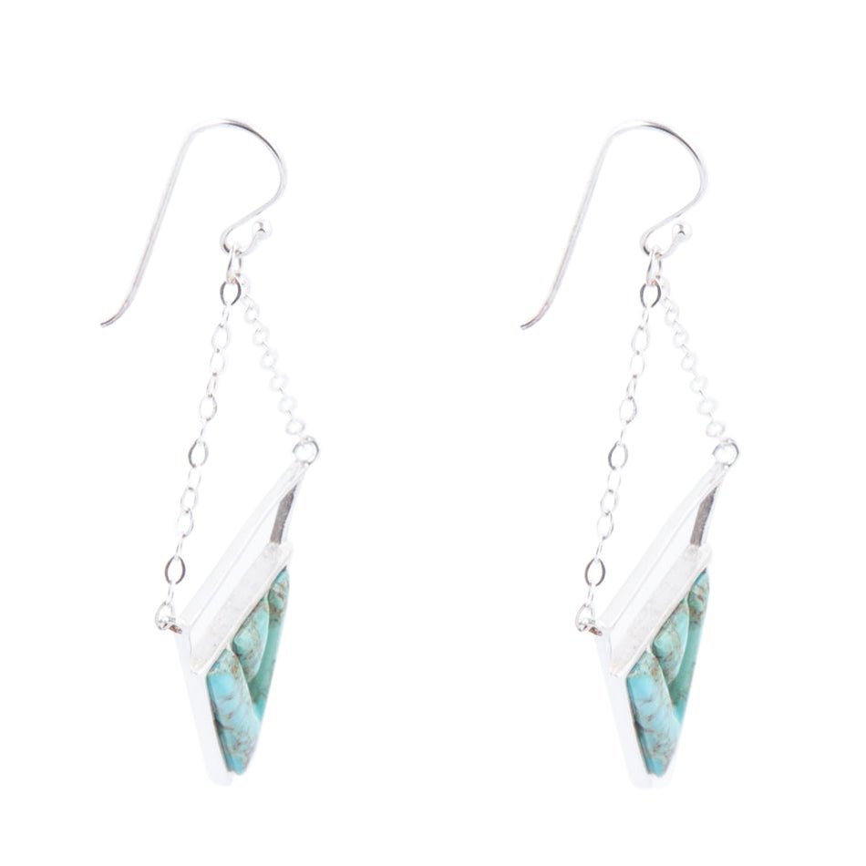 Trapeze Blue Turquoise and Sterling Silver Earrings