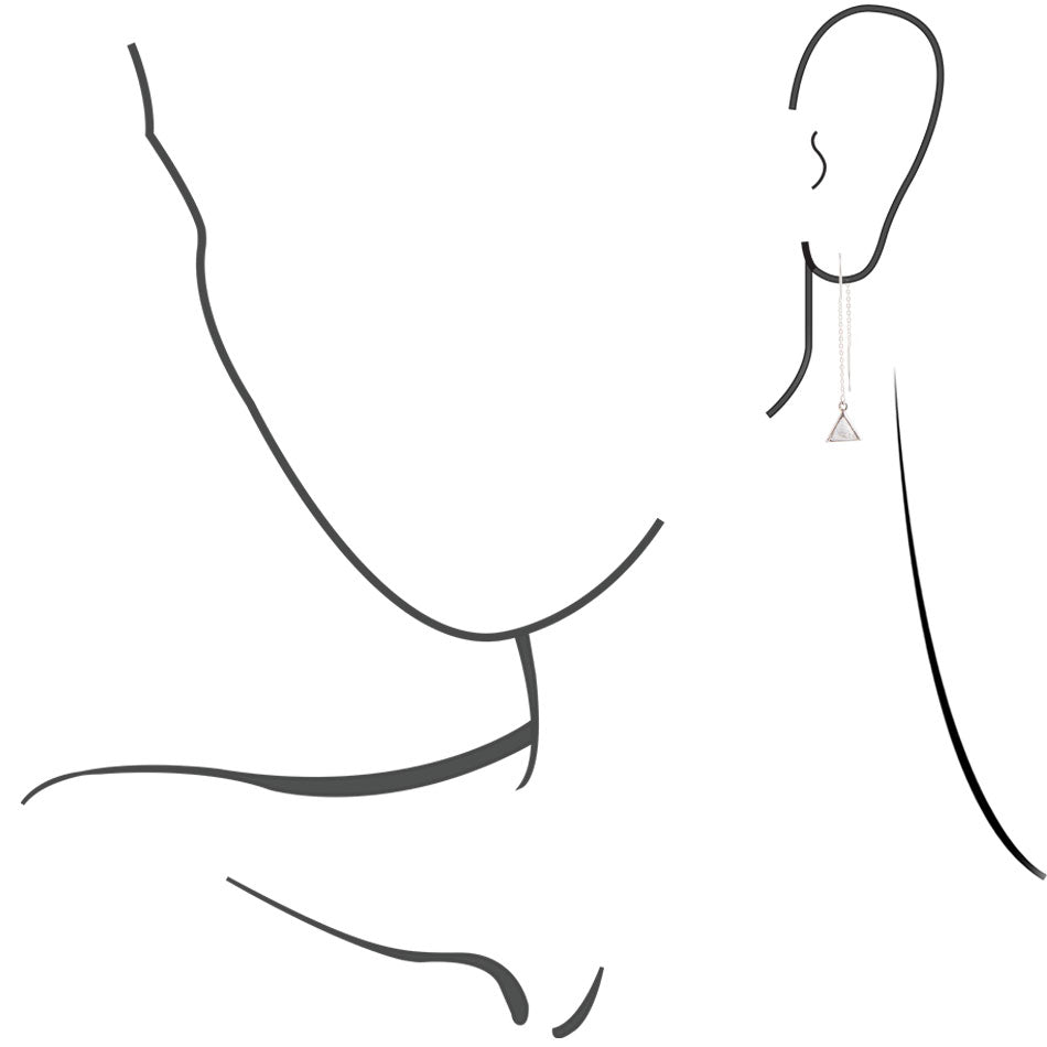 Triangle Threader White Howlite and Sterling Silver Earrings