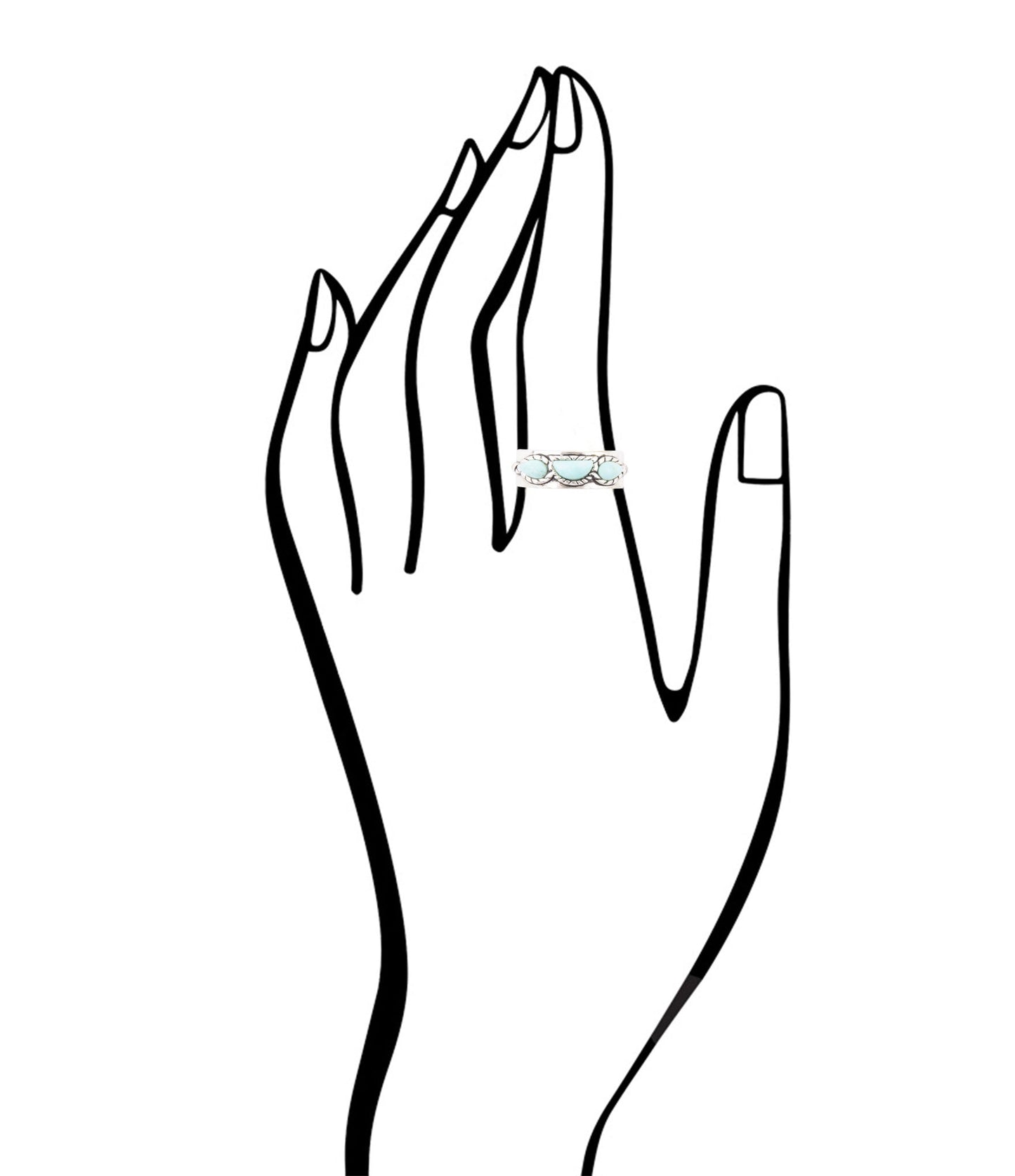 Triple Stone Simplicity Blue Turquoise and Sterling Silver Ring