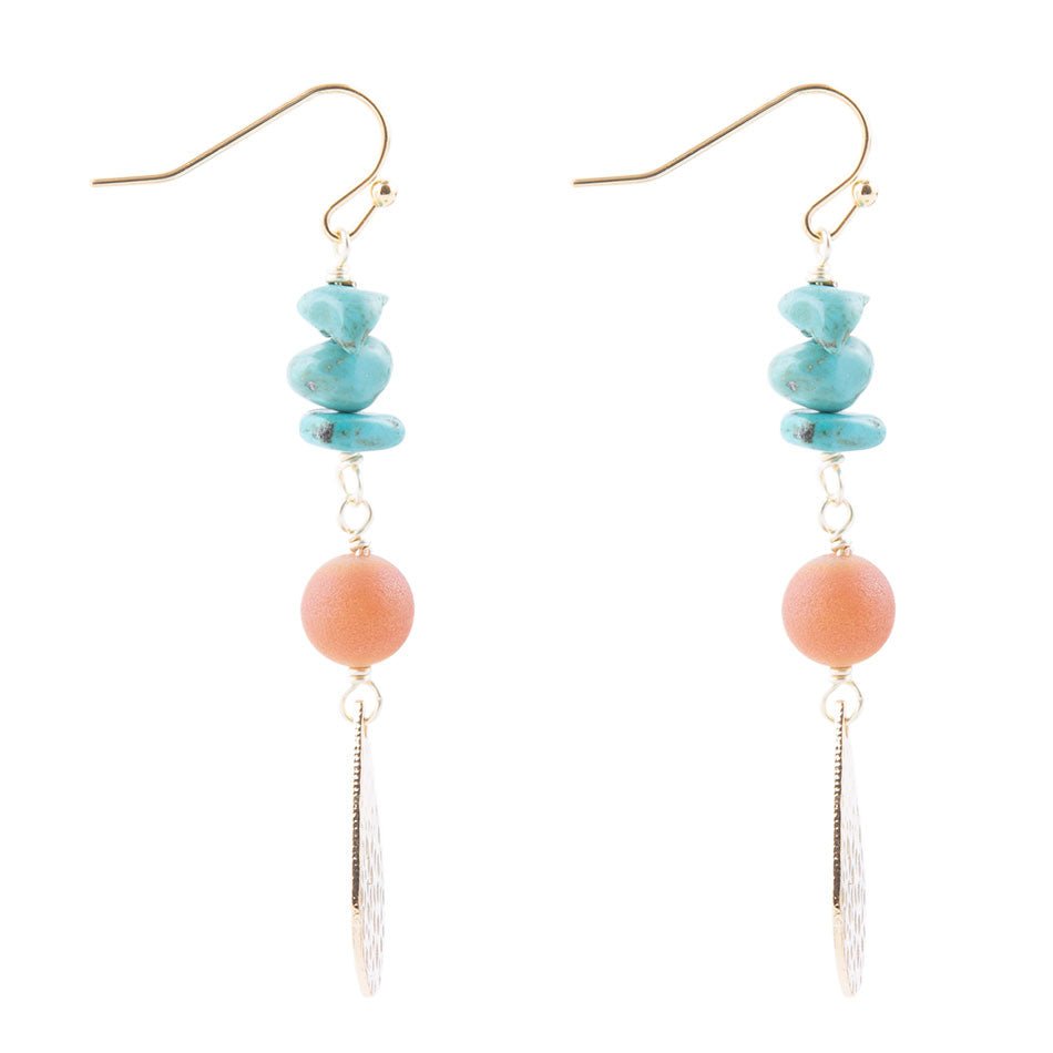 Turquoise Sol Charm Drop Earrings