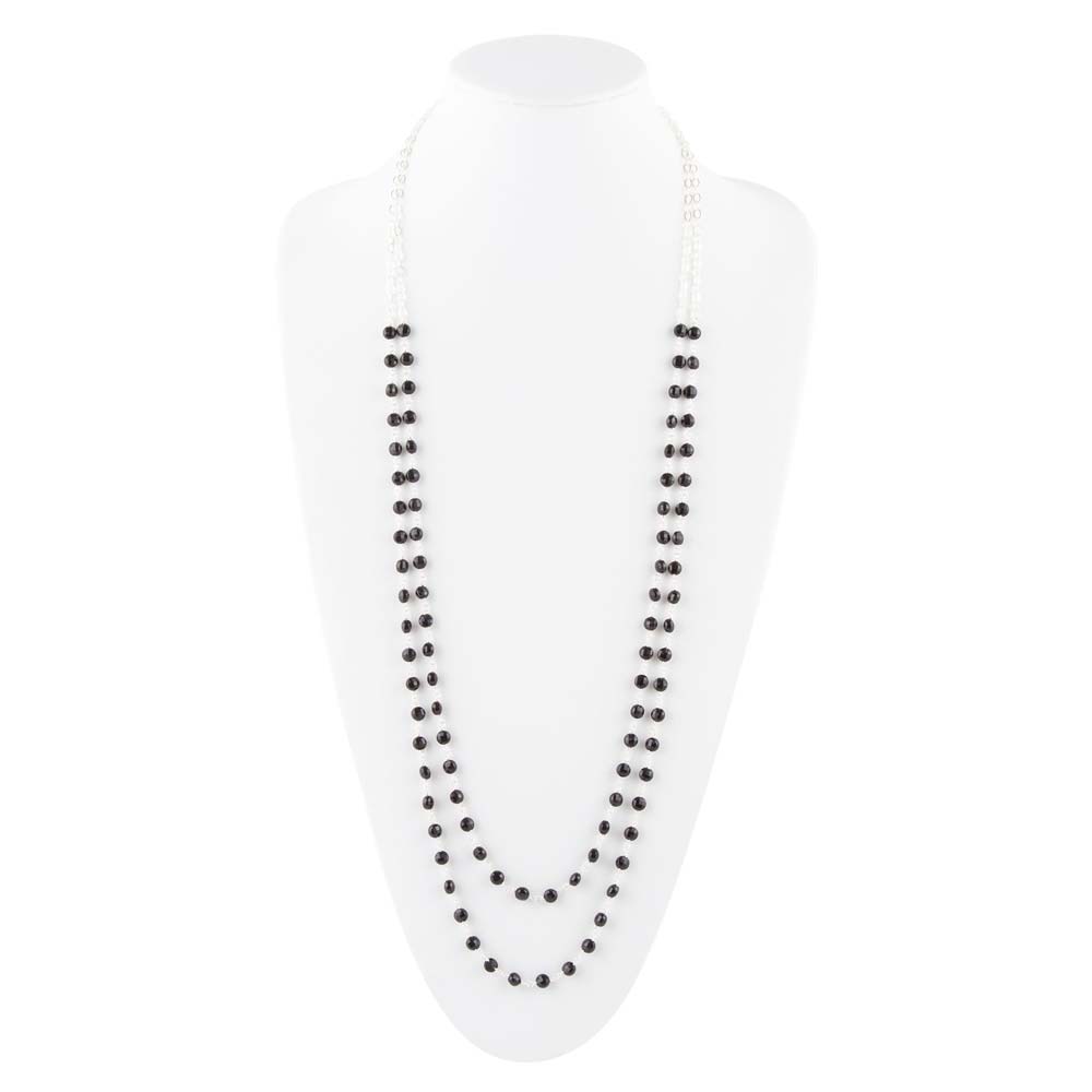 Two Row Onyx and Sterling Silver Necklace