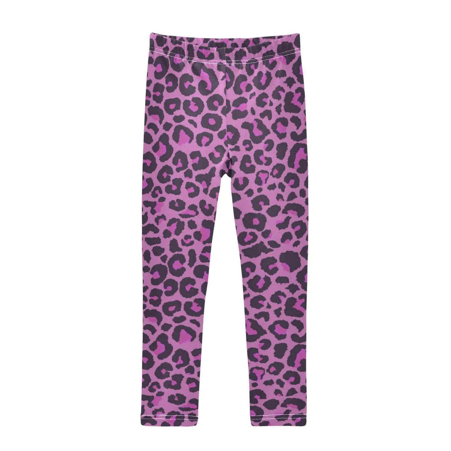 Aflyko Girls Leggings Pink Leopard Print Kids Workout Pants Dance Tights Ankle Length 4T - # GIAA21410011