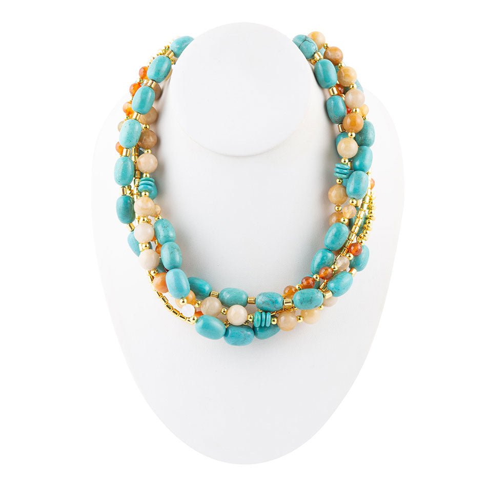 Windswept Multi-Layered Colorful Beaded Statement Necklace
