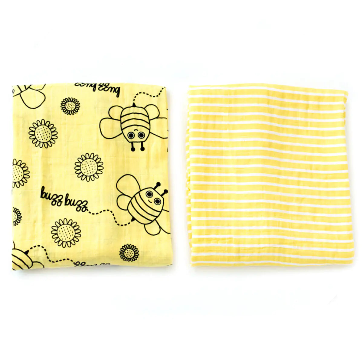 Milk&Moo Set of 2 Buzzy Bee Baby Muslin Swaddle Blanket - # BAGE41210020